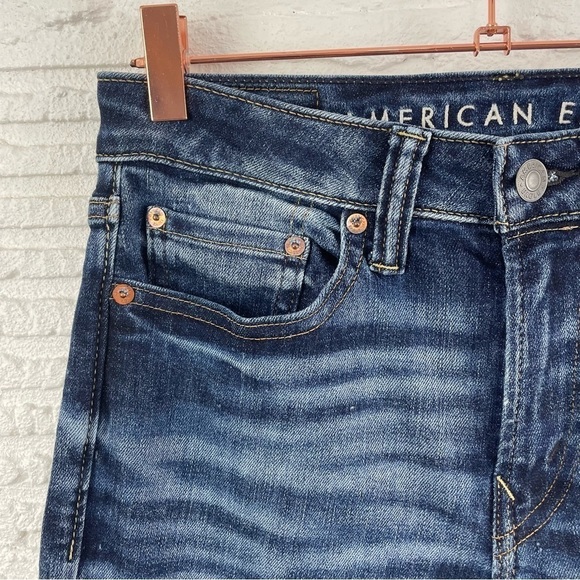 American Eagle Slim Straight Dark Wash Jeans Size 28 X 30 - Picture 3 of 14